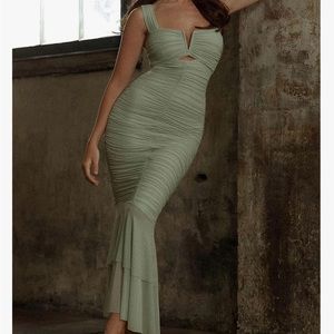 Sage Green Mermaid style dress. Perfect for a wedding guest!